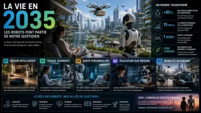 A realistic 2035 city with service robots and electric mobility